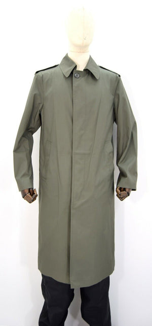 French Army Waterproof Trench Coat / Jacket Grey Olive Long Full Length Raincoat