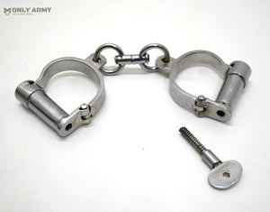 RARE Vintage Screw Key Handcuffs Cuffs Darby Cylinder Antique Refurb Condition
