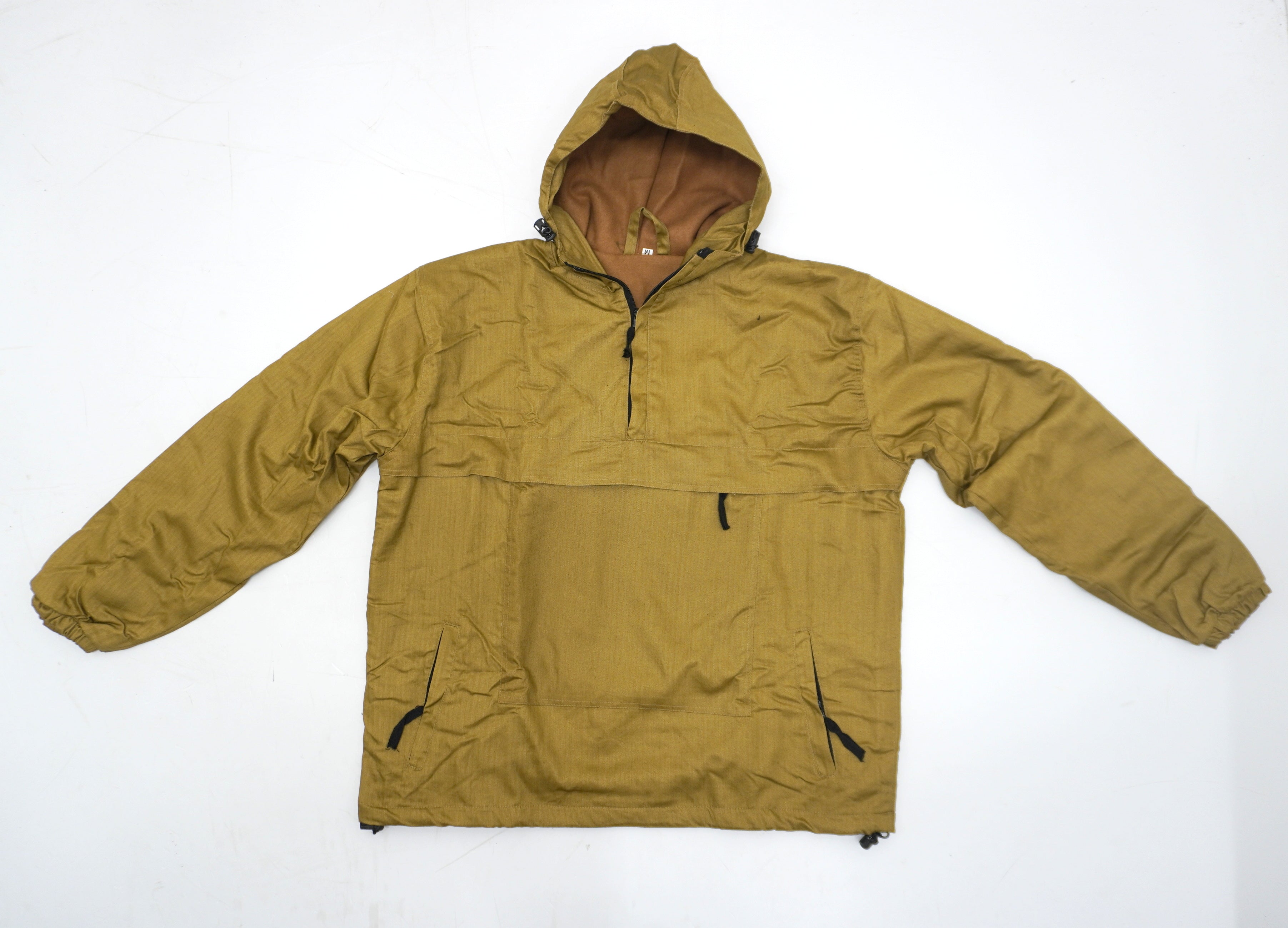 Vintage Tan Anorak Herringbone Cotton Wool Lined Outdoor Hiking Smock