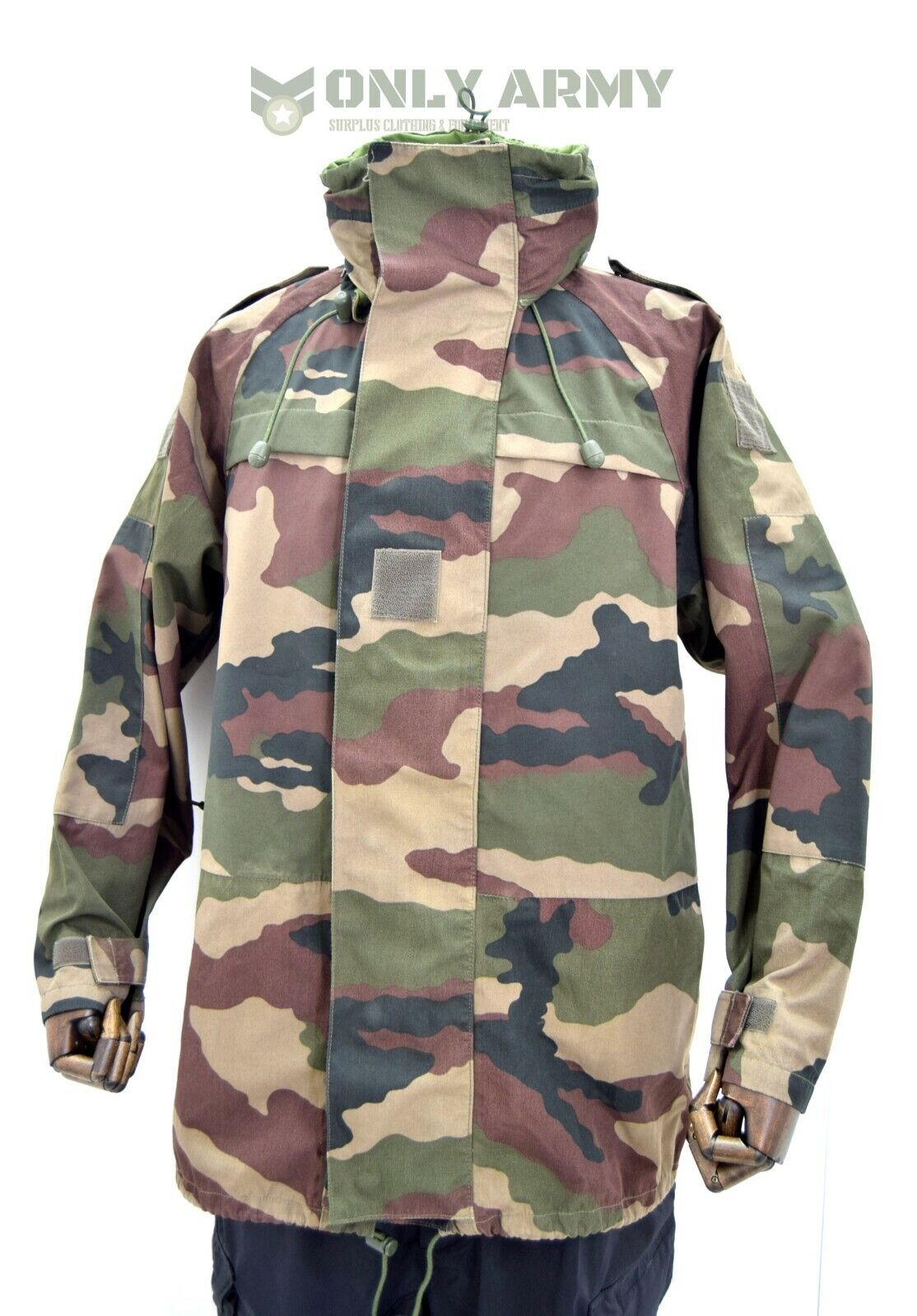 French Army Waterproof Jacket Goretex Hooded Parka Military Woodland Camo NATO