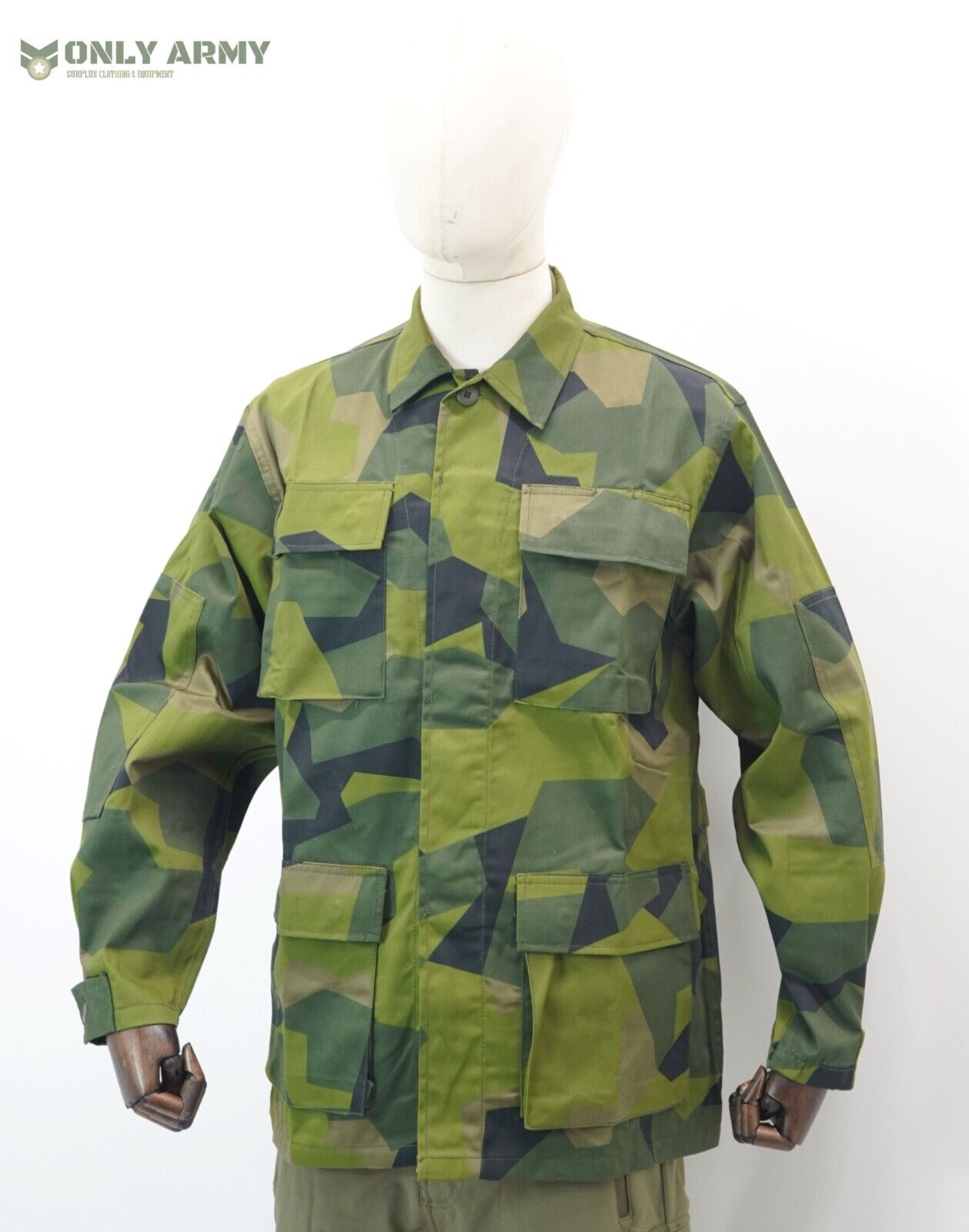 Swedish Army M90 Camo BDU Shirt / Lightweight Jacket 4 Pocket Splinter Uniform