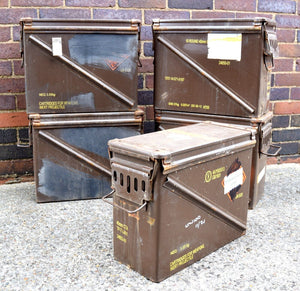 Used British Army Metal Storage Box 30MM Ammo Case Tin Large Tool Box Surplus