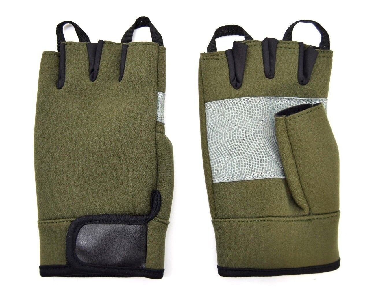 Fingerless Neoprene Gloves Olive Green Cycling Handling Tactical Army Work Sport