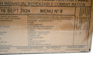 French Army RCIR Ration Pack Menu 9 (Expiry SEP 2024) 24 Hour Meal Military NATO