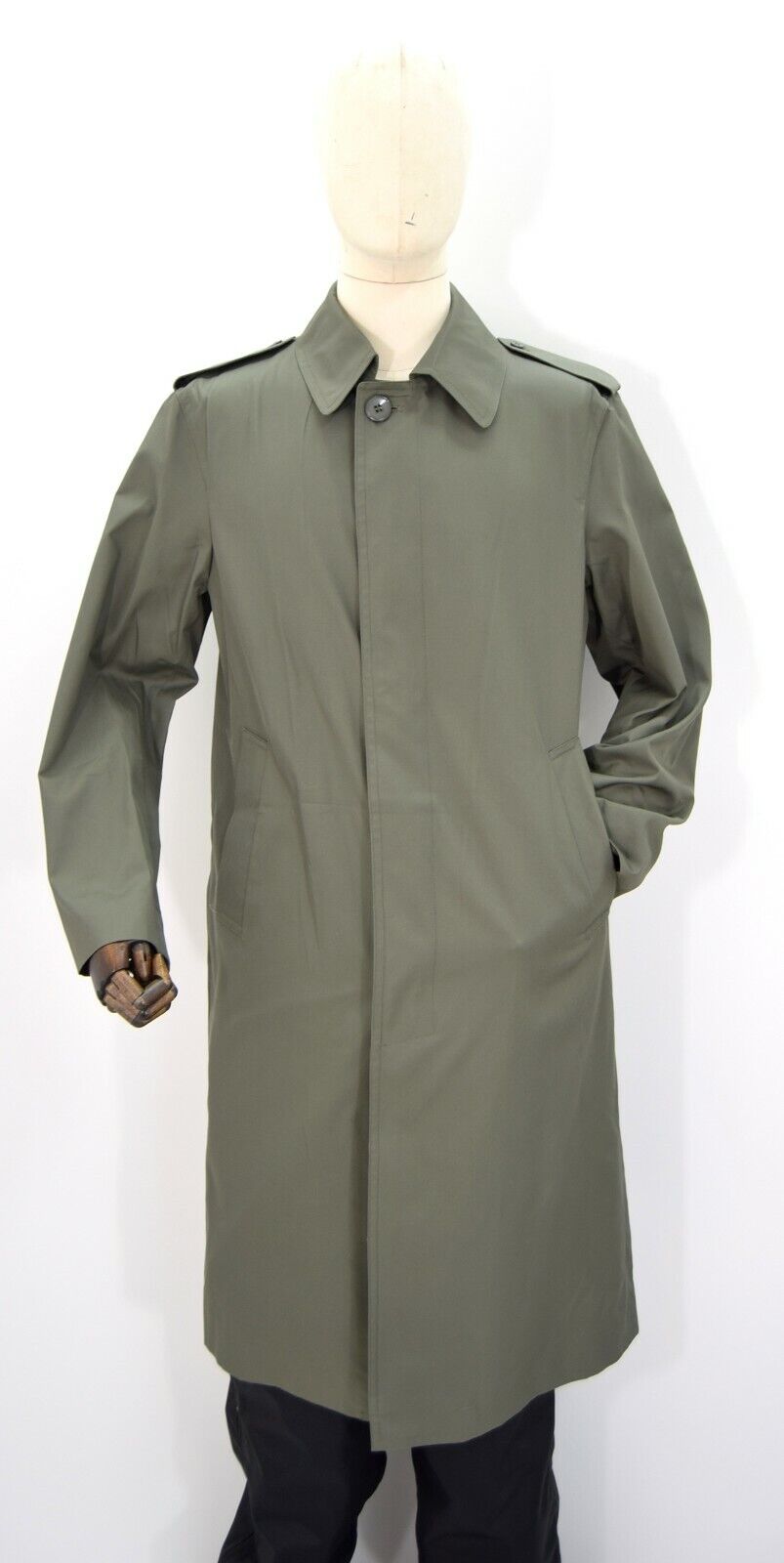 French Army Waterproof Trench Coat / Jacket Grey Olive Long Full Length Raincoat