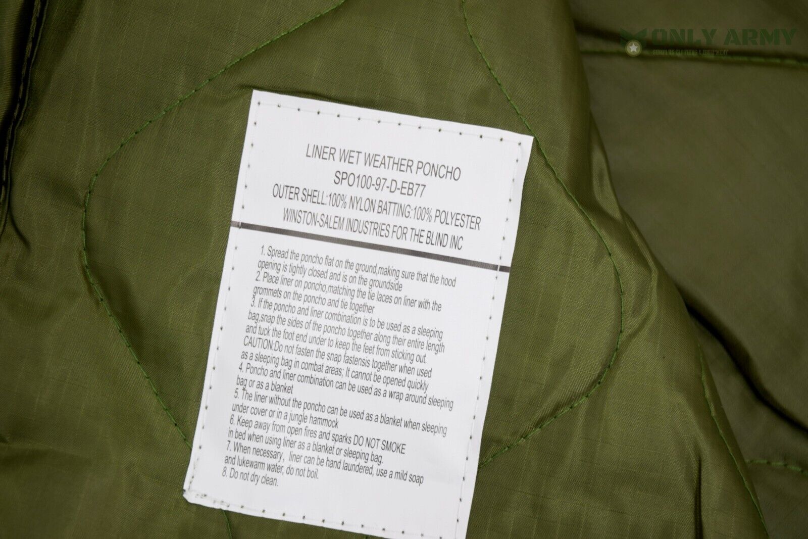 US Army Poncho Liner Woobie Quilted Blanket NEW Olive Drab With Stuff Sack USA
