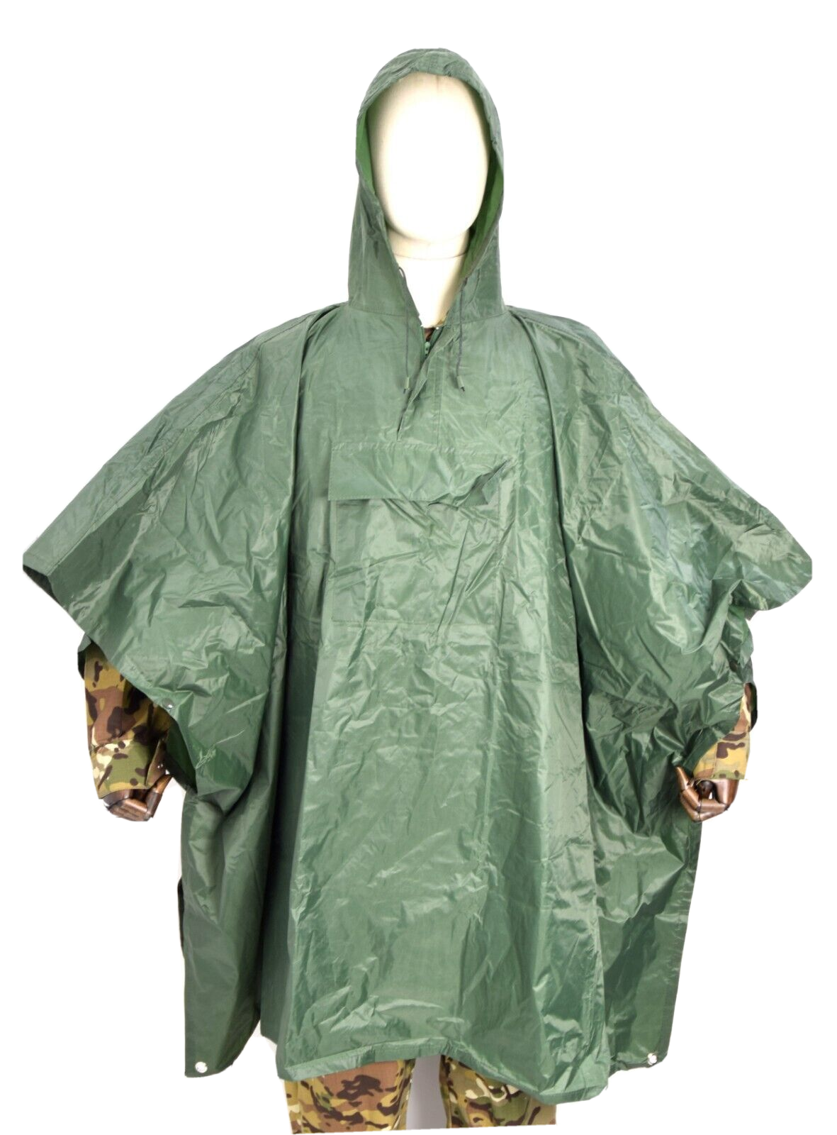 British Army Style Waterproof Poncho Cape Emergency Shelter Sheet With Hood OD