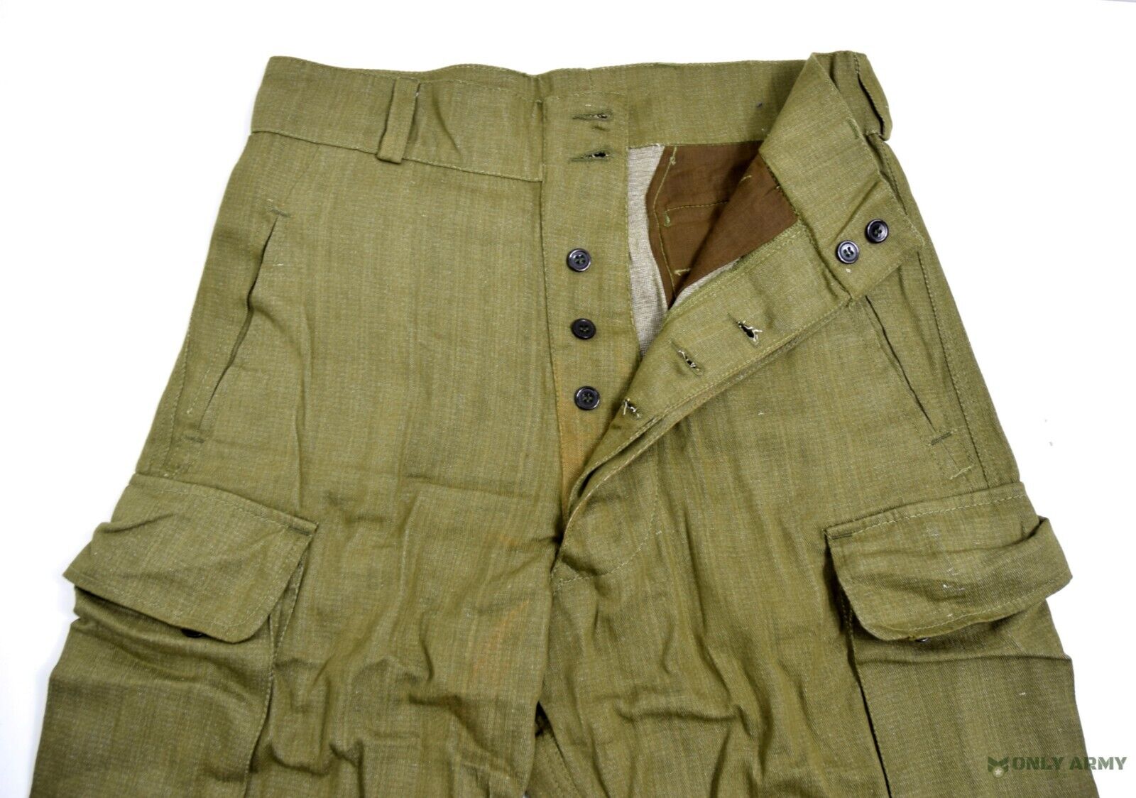 Vintage French Military M47 Trouser Pants Wide Fit Herringbone Cotton Army Repro