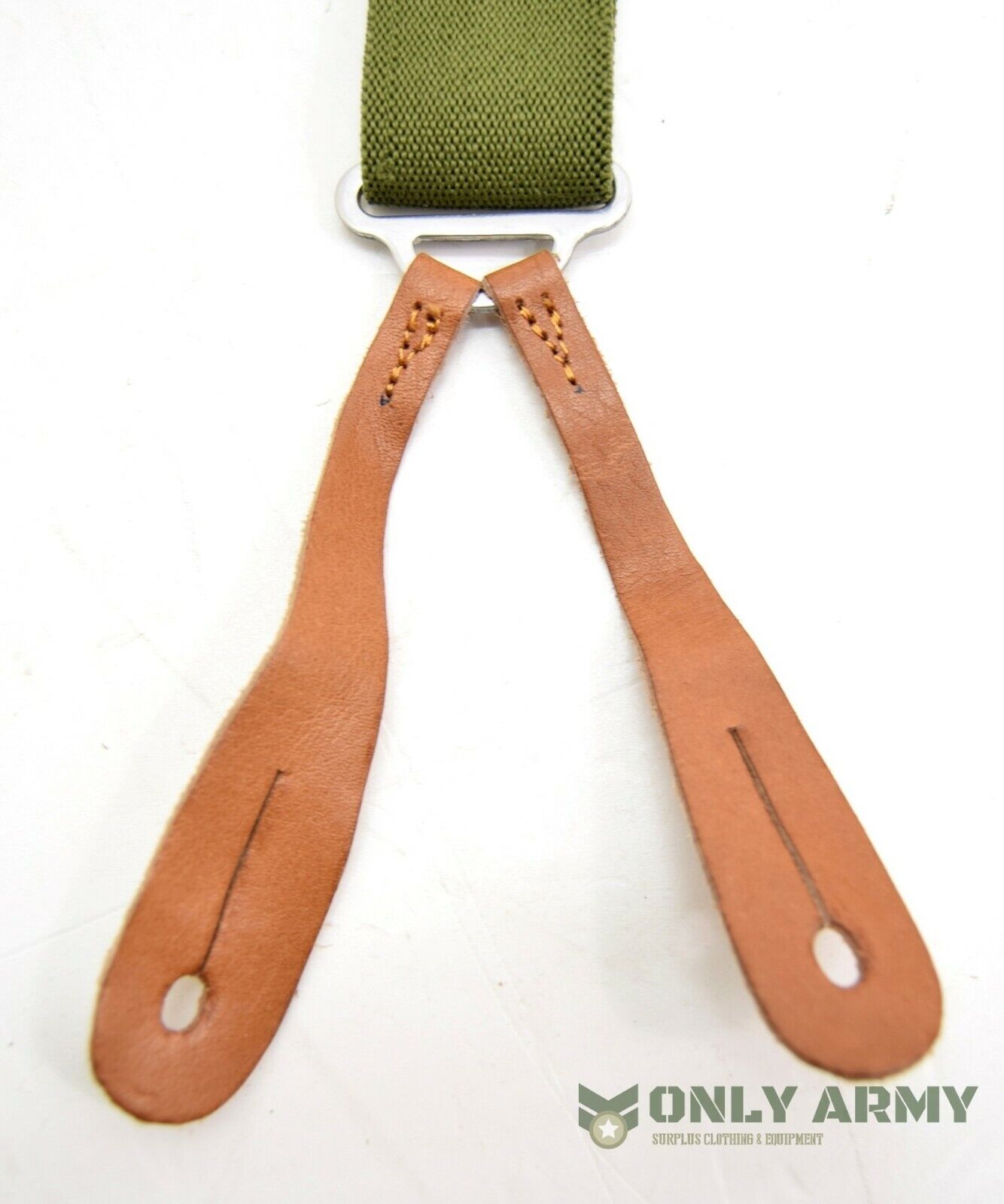 British Army Style Leather Braces Olive Green Button Brace Vintage Elasticated 
