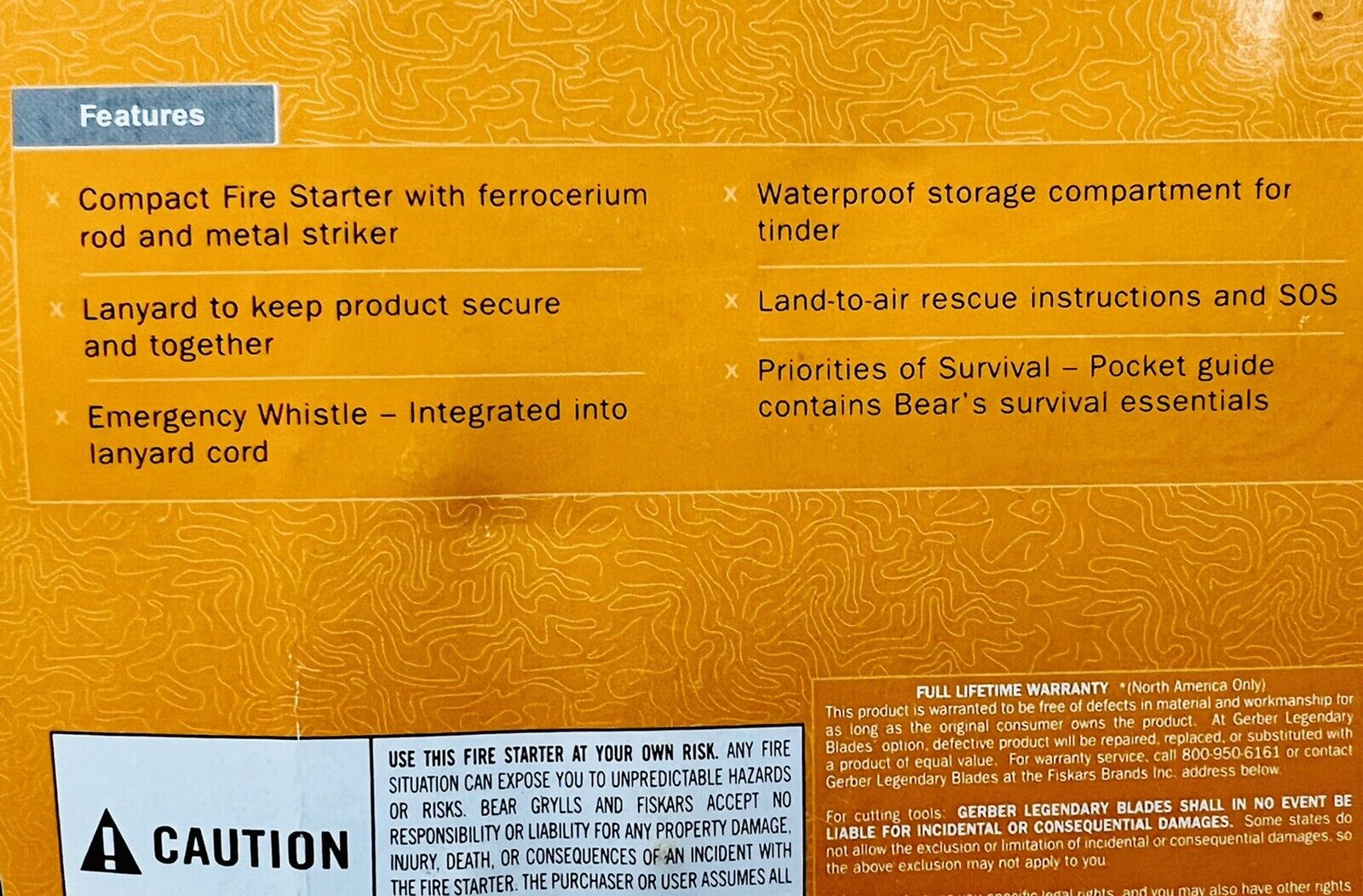 GERBER Bear Grylls Fire Starter Kit Survival Outdoor Flint & Steel Emergency EDC