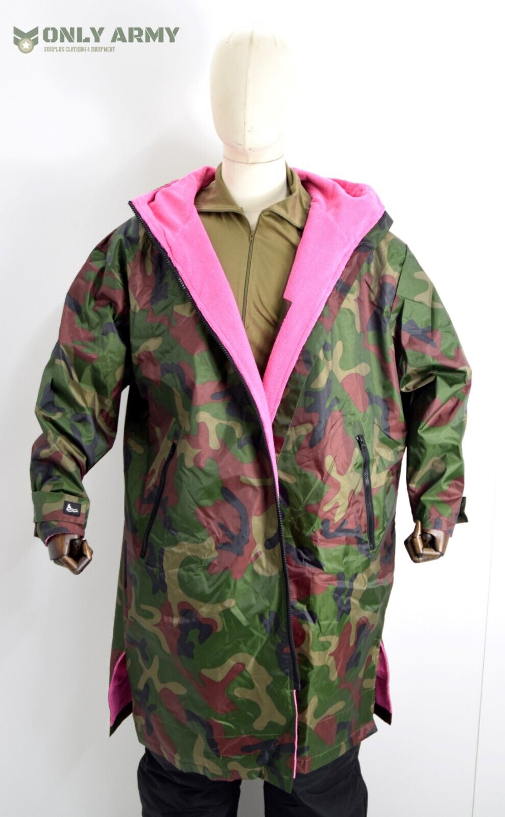 Camouflage Dry Robe Changing Robe Waterproof Long Sleeve Hooded Towel Jacket
