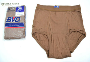 3 x New USGI Army Underwear US Military Briefs Cotton Stretch Brown Tan Tactical