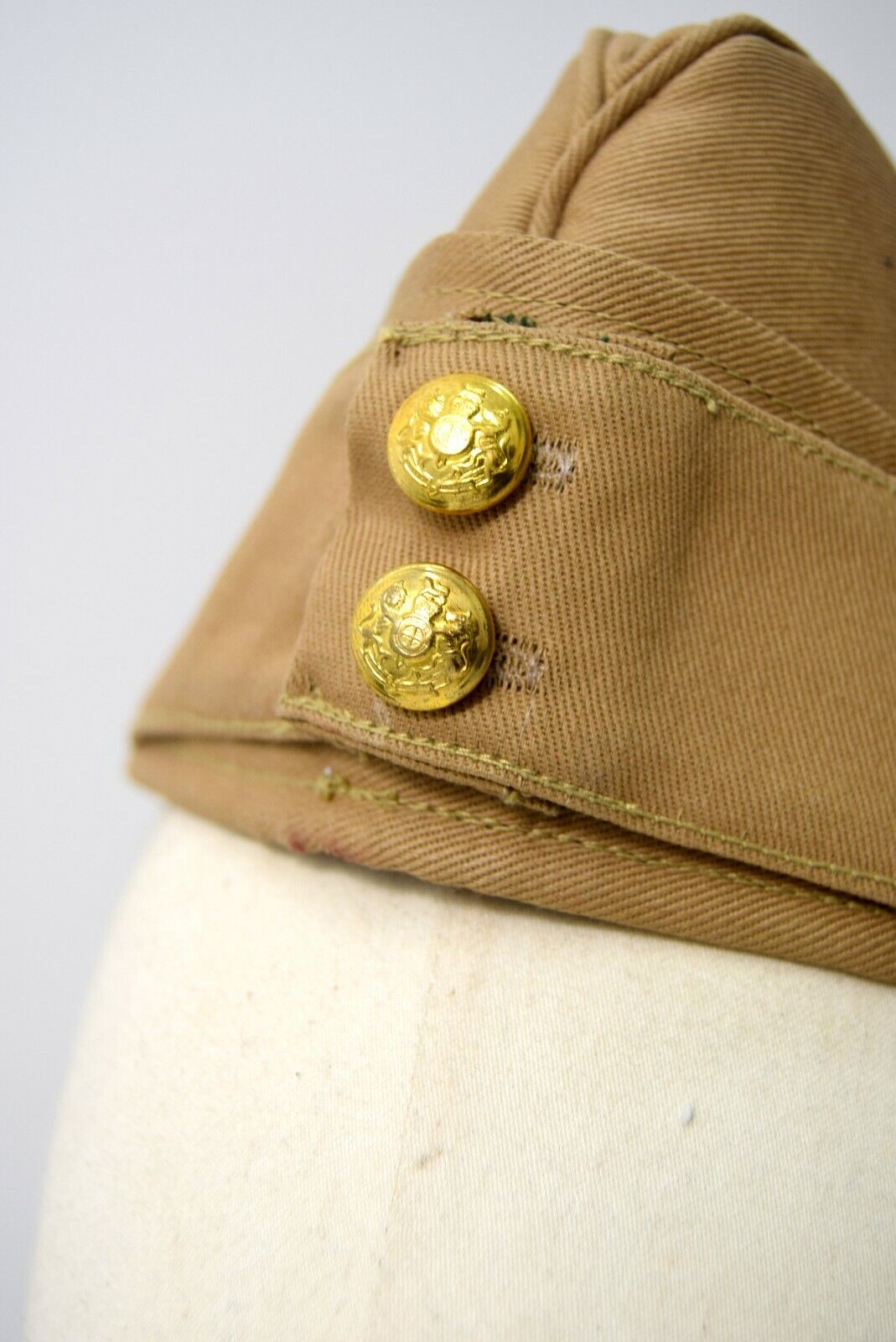 1940s WW2 Side Cap British Canadian US Army FS Field Service Khaki Beige Hat