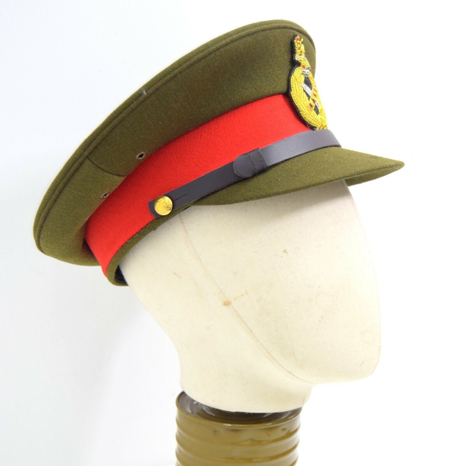 British Army 1940's Khaki Peak Cap WWII Generals Style Dress Uniform Hat WW2 