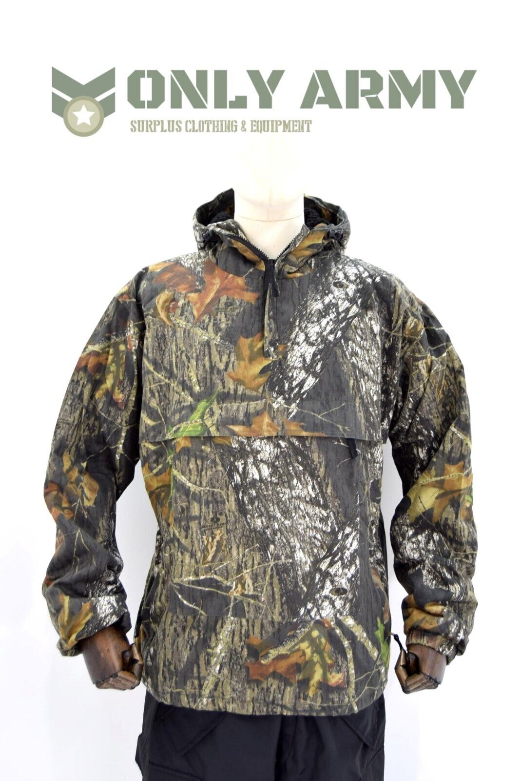Mossy Oak Real Tree Camo Fur Lined Winter Anorak Smock Buffalo Top Hooded Jacket