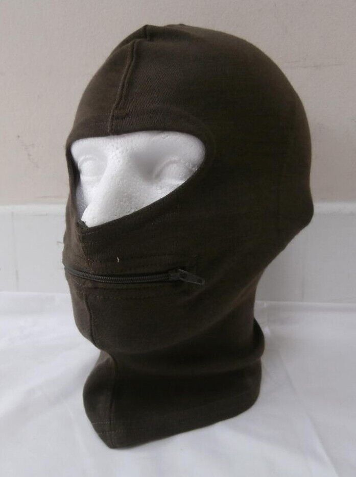 Italian Army Cold Weather Face Mask Ski Balaclava With Zip Thin But Warm Wool