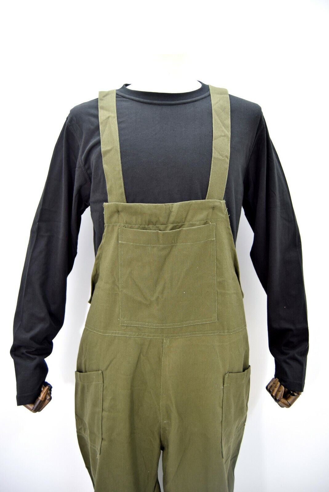 British Army Style Olive Bib & Brace Overalls / Dungarees Heavy Cotton Trousers