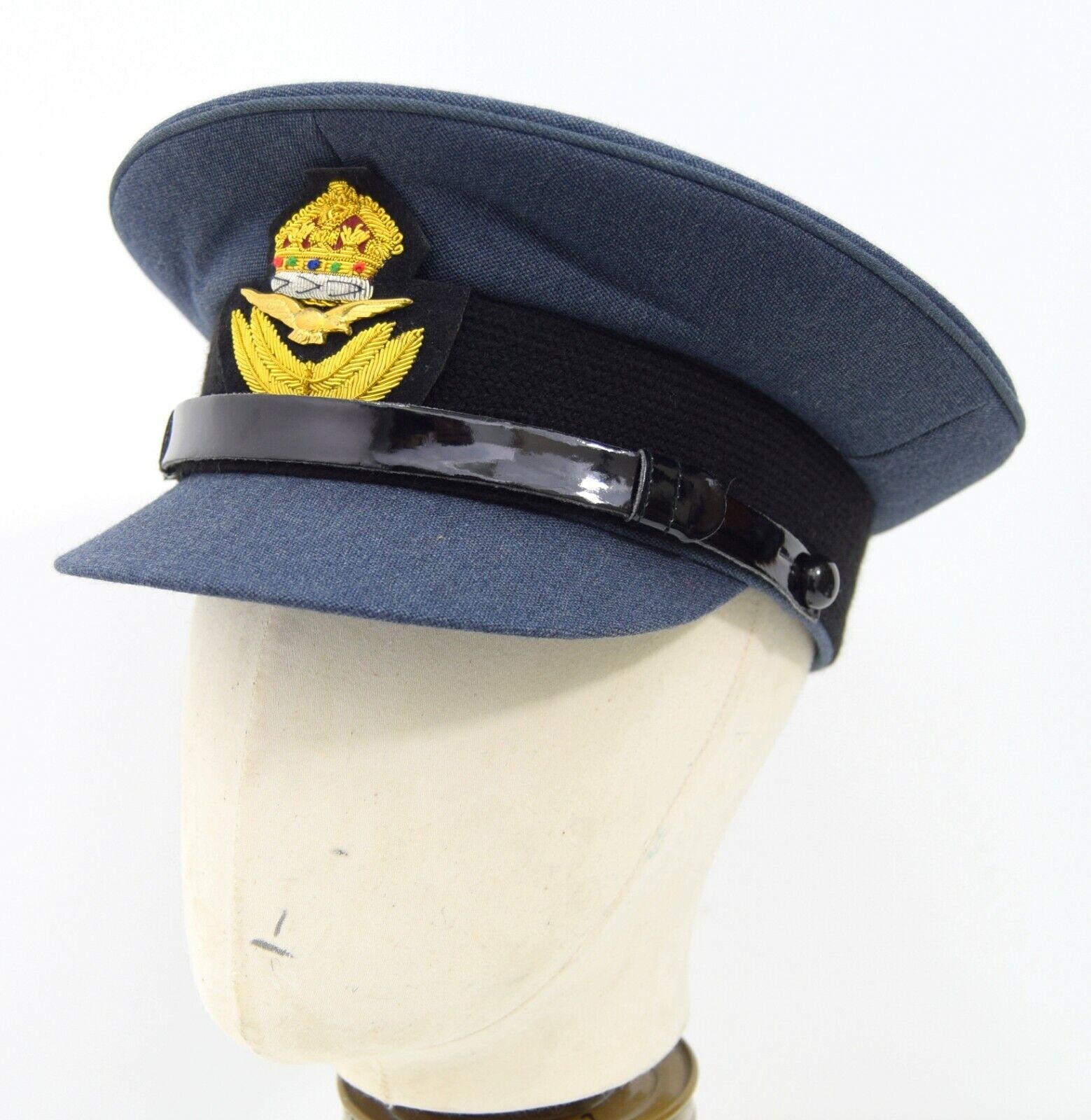 British Royal Air Force RAF Officers Peak Cap With Badge Kings Crown WW2 Repro