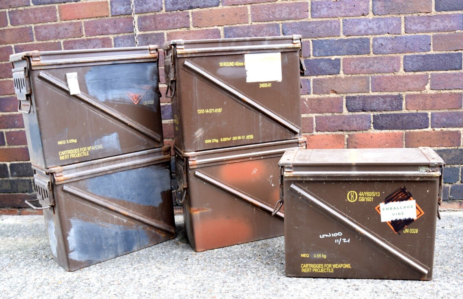 Used British Army Metal Storage Box 30MM Ammo Case Tin Large Tool Box Surplus