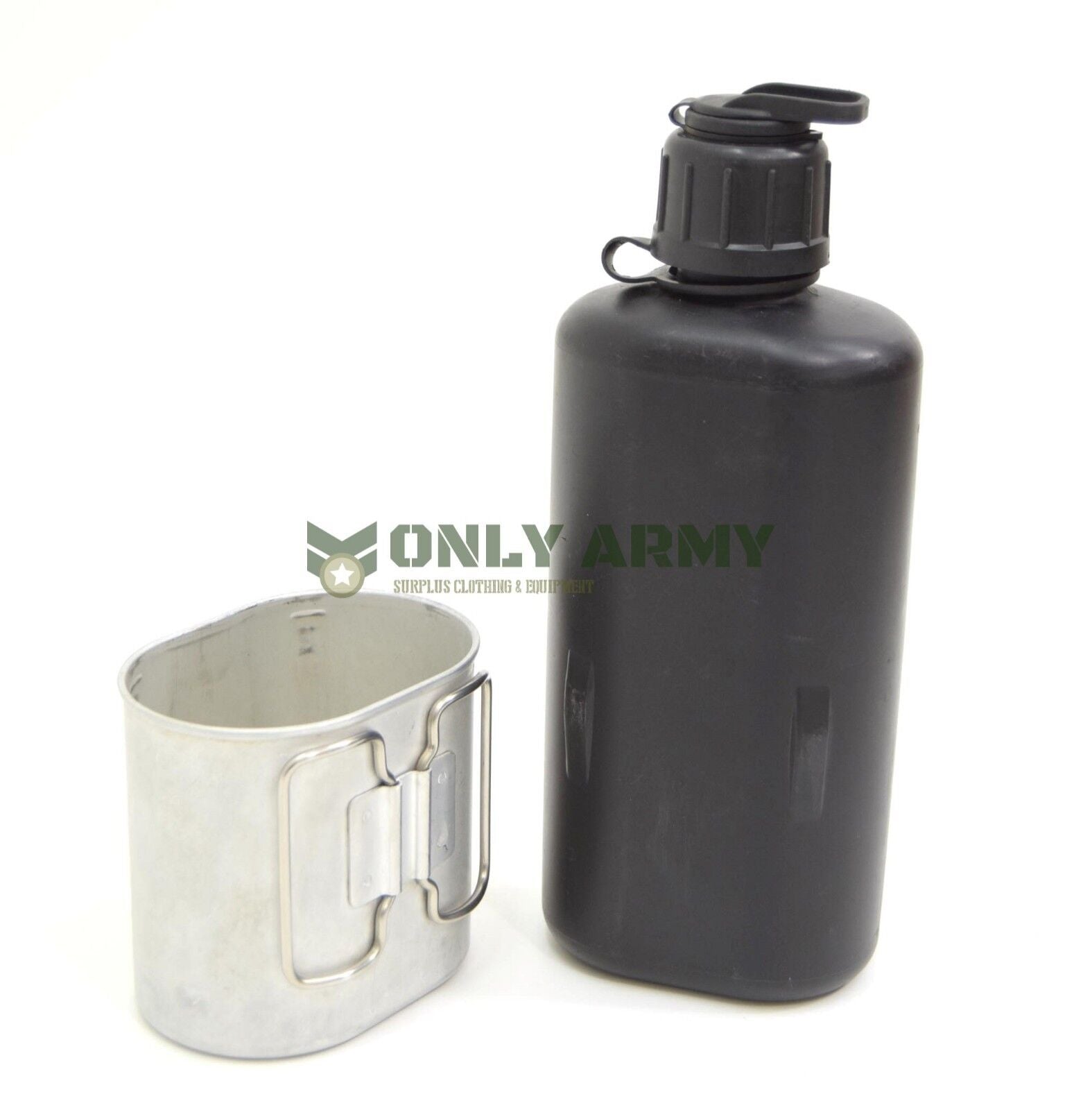 Swiss Army Bottle + Cup Military Canteen Camping Outdoor Metal Boiling Cooking 