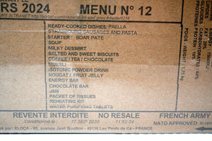 French Army RCIR Ration Pack Menu 12 (Expired March 2024) 24 Hour Meal Military