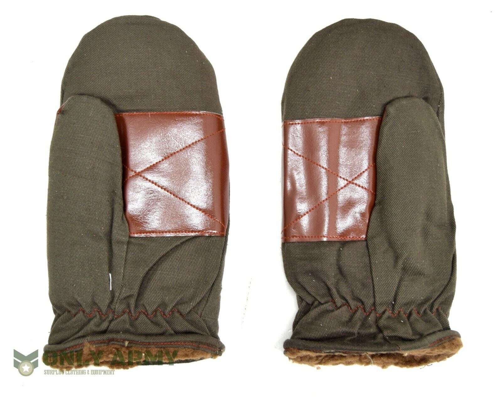 1960s Czech Army Cold Weather Mittens Fur Lined Winter Gloves Mits New Old Stock