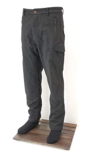 Black Tactical Softshell Waterproof Fleece Lined Combat Cargo Trousers Pants