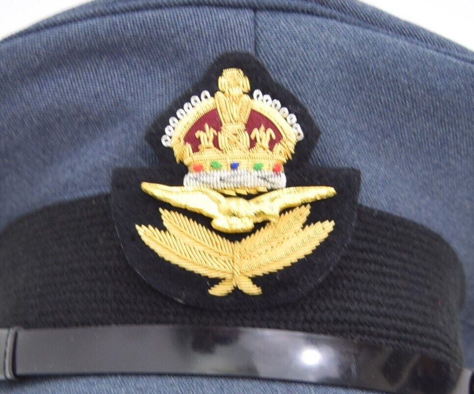 British Royal Air Force RAF Officers Peak Cap With Badge Kings Crown WW2  Repro