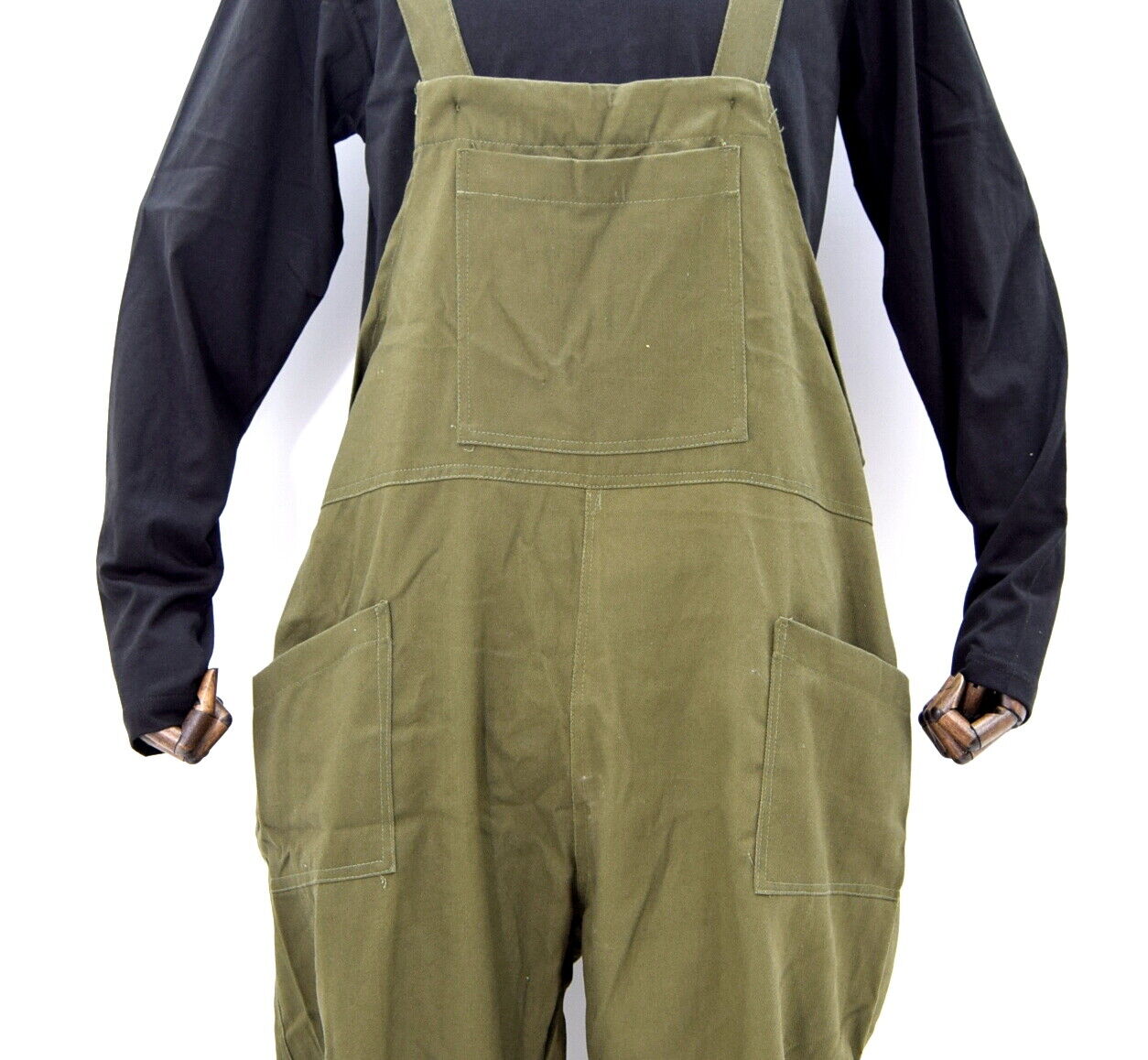 British Army Style Olive Bib & Brace Overalls / Dungarees Heavy Cotton Trousers