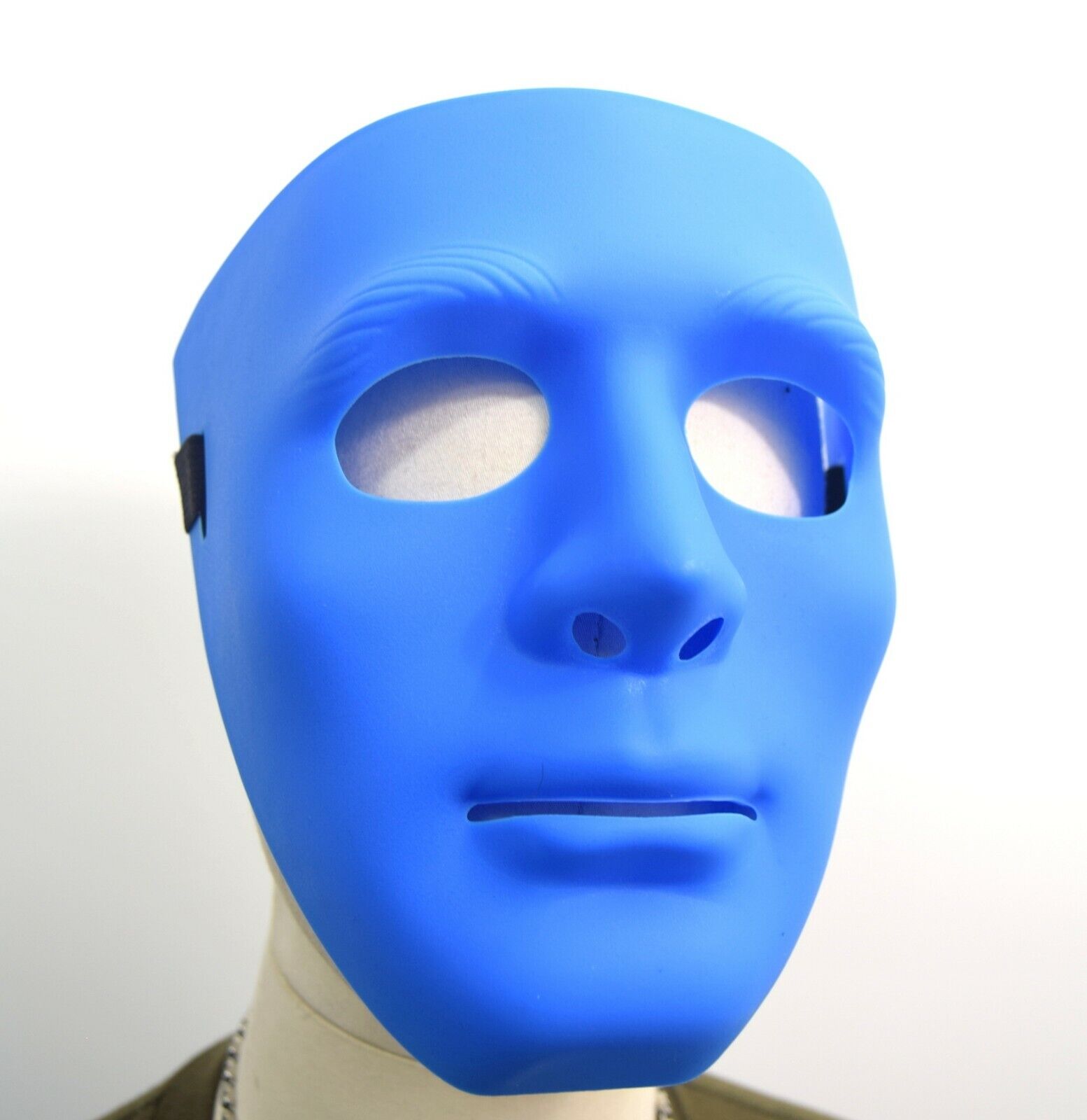 Blue ABS Plastic Protective Full Face Mask Hockey Airsoft Hard Shield Army Style