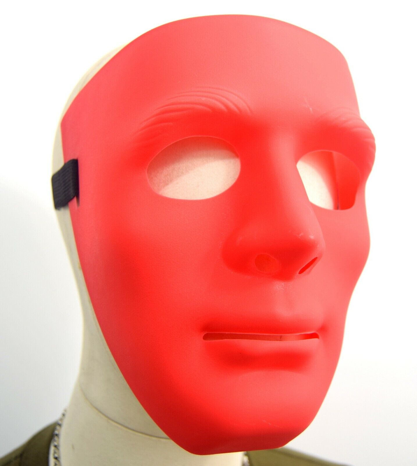 Red ABS Plastic Protective Full Face Mask Hockey Airsoft Hard Shield Army Style