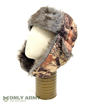 Army Style Winter Hat Faux Fur Lined Trapper Tree Camo Real Tree Cold Weather