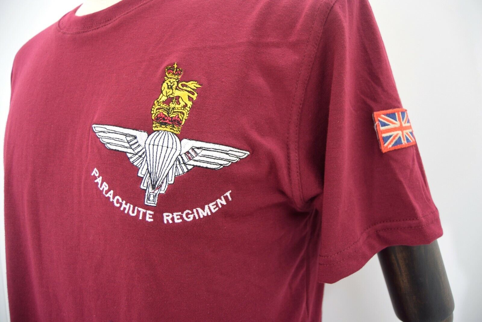 UK Parachute Regiment T shirt Embroidered T-Shirt Para Paratrooper Union Jack