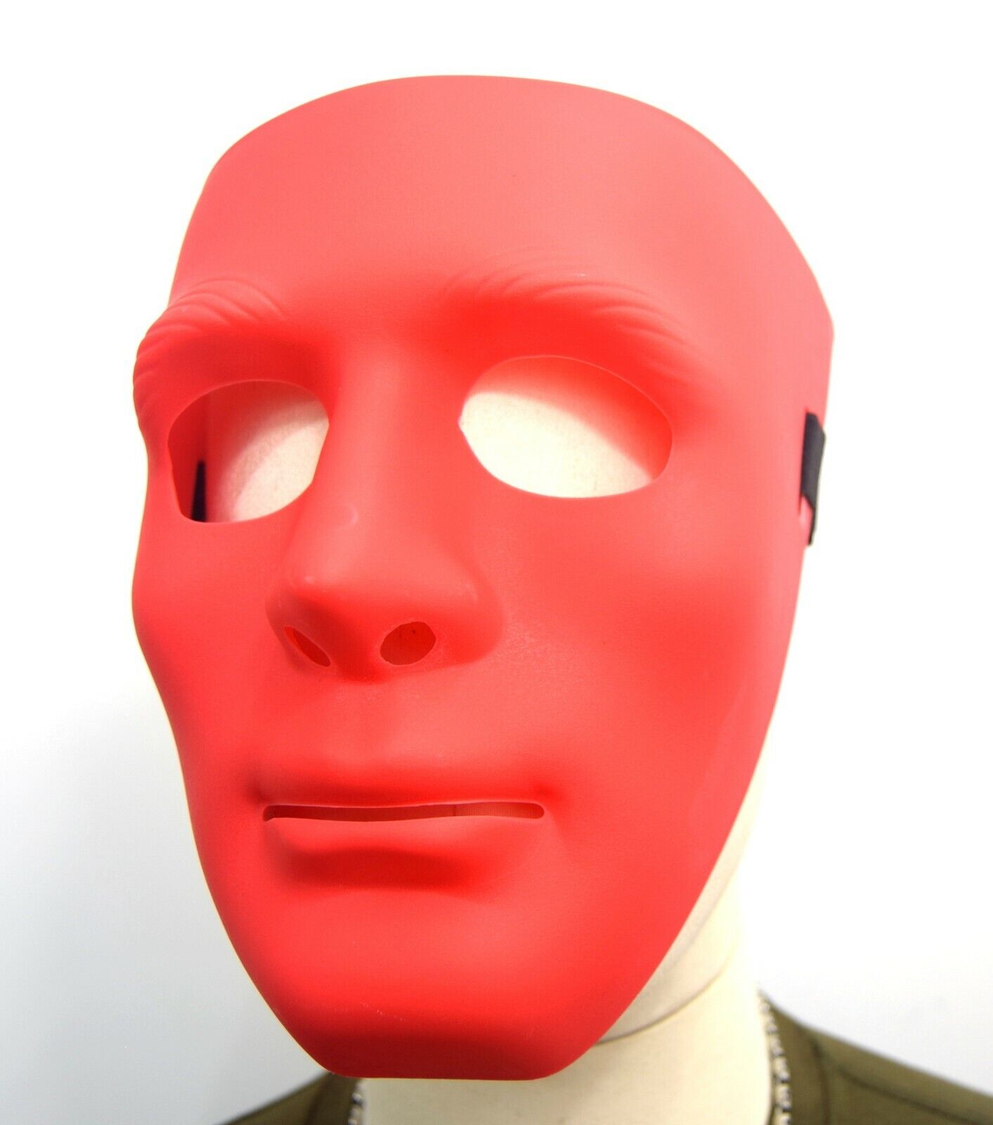 Red ABS Plastic Protective Full Face Mask Hockey Airsoft Hard Shield Army Style