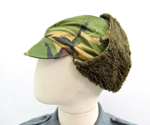 Dutch Army Cold Weather Hat Winter Trapper Hat Woodland Camo Military Surplus 