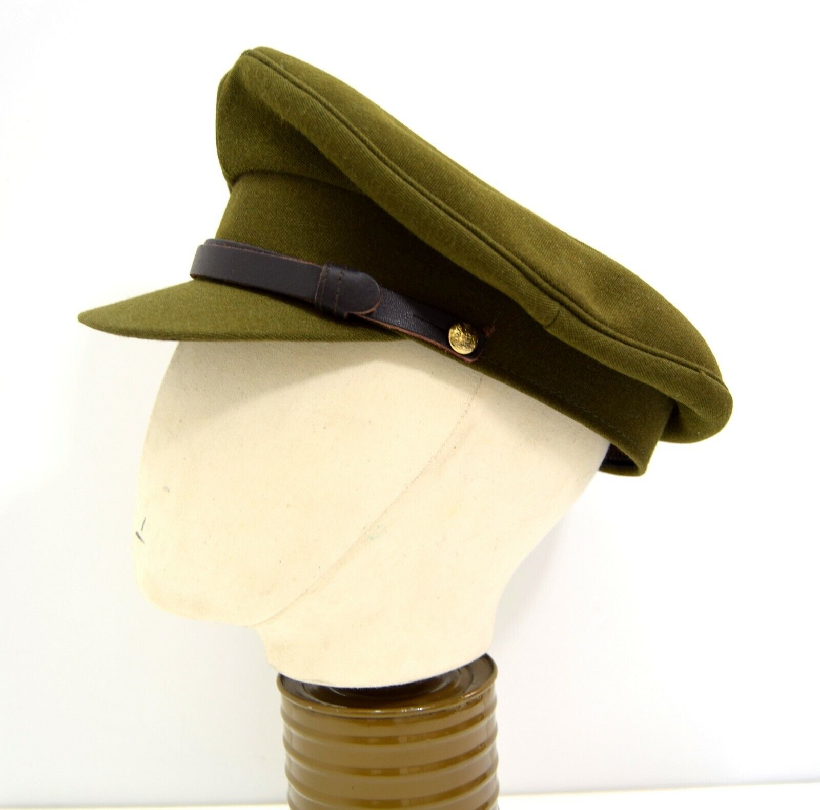 British Army 1940's Khaki Peak Cap WWII Officers No2 Dress Uniform Hat WW2 Issue