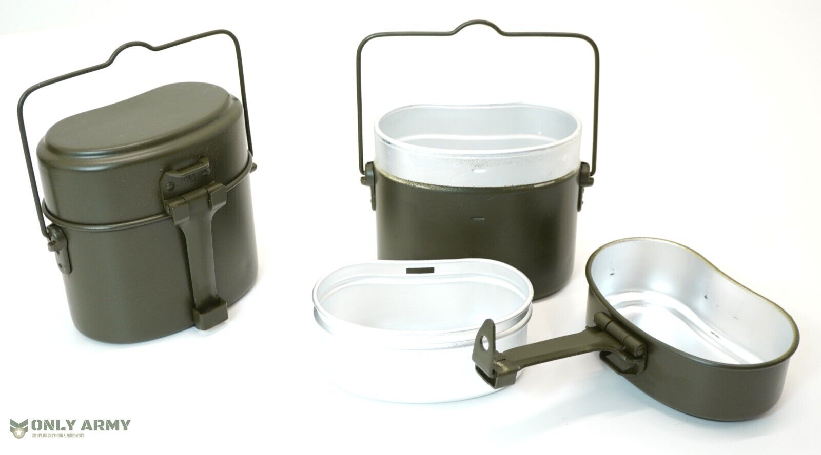 German Army Mess Tin Set 3 Piece Cooking Eating Billy Can Trangia Style Camping