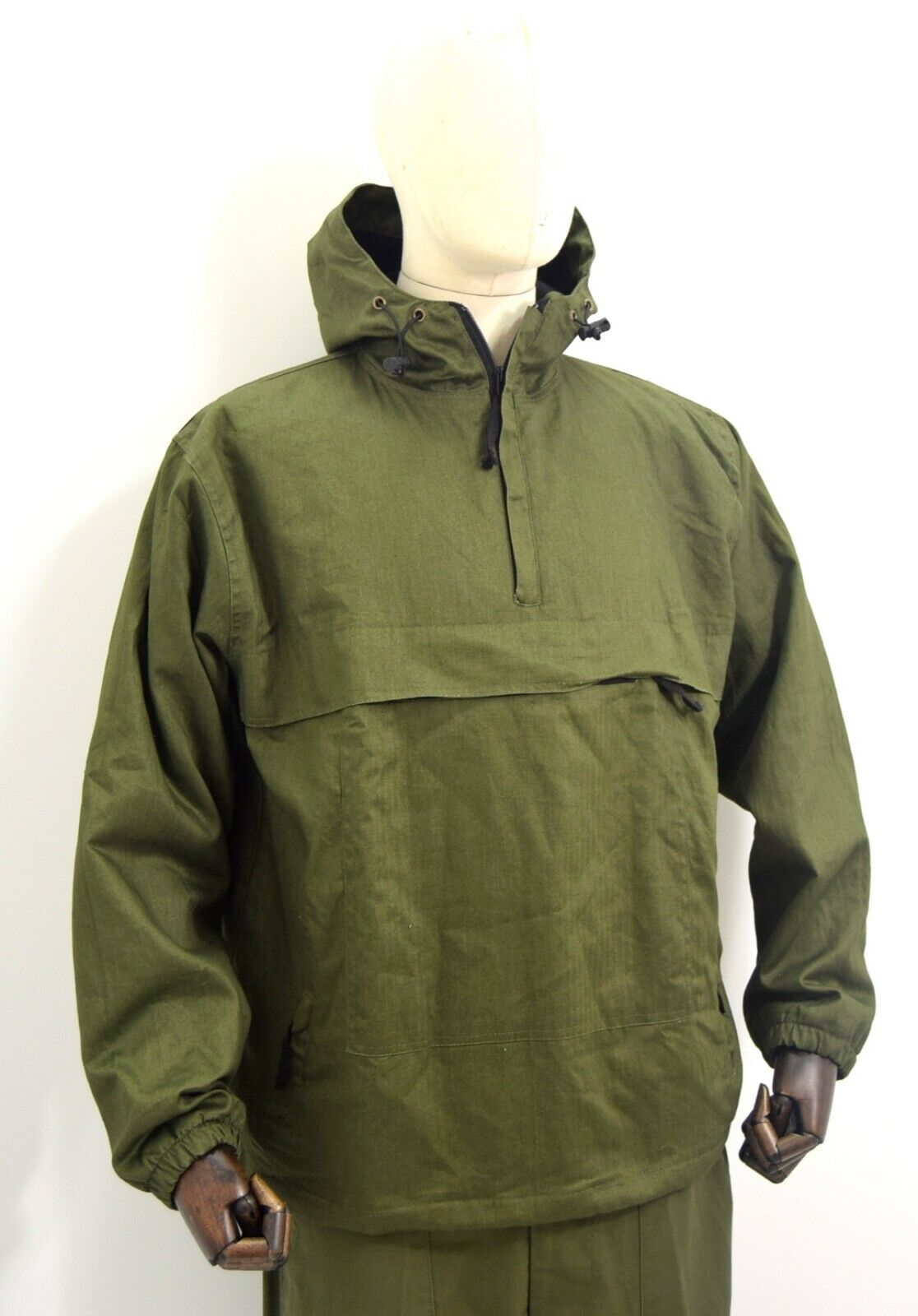 OD Olive Wool Lined Winter Smock Canvas Cotton Anorak Buffalo Top Hooded Jacket