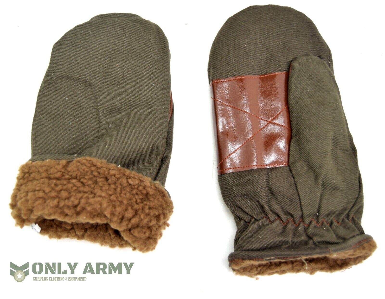 1960s Czech Army Cold Weather Mittens Fur Lined Winter Gloves Mits New Old Stock