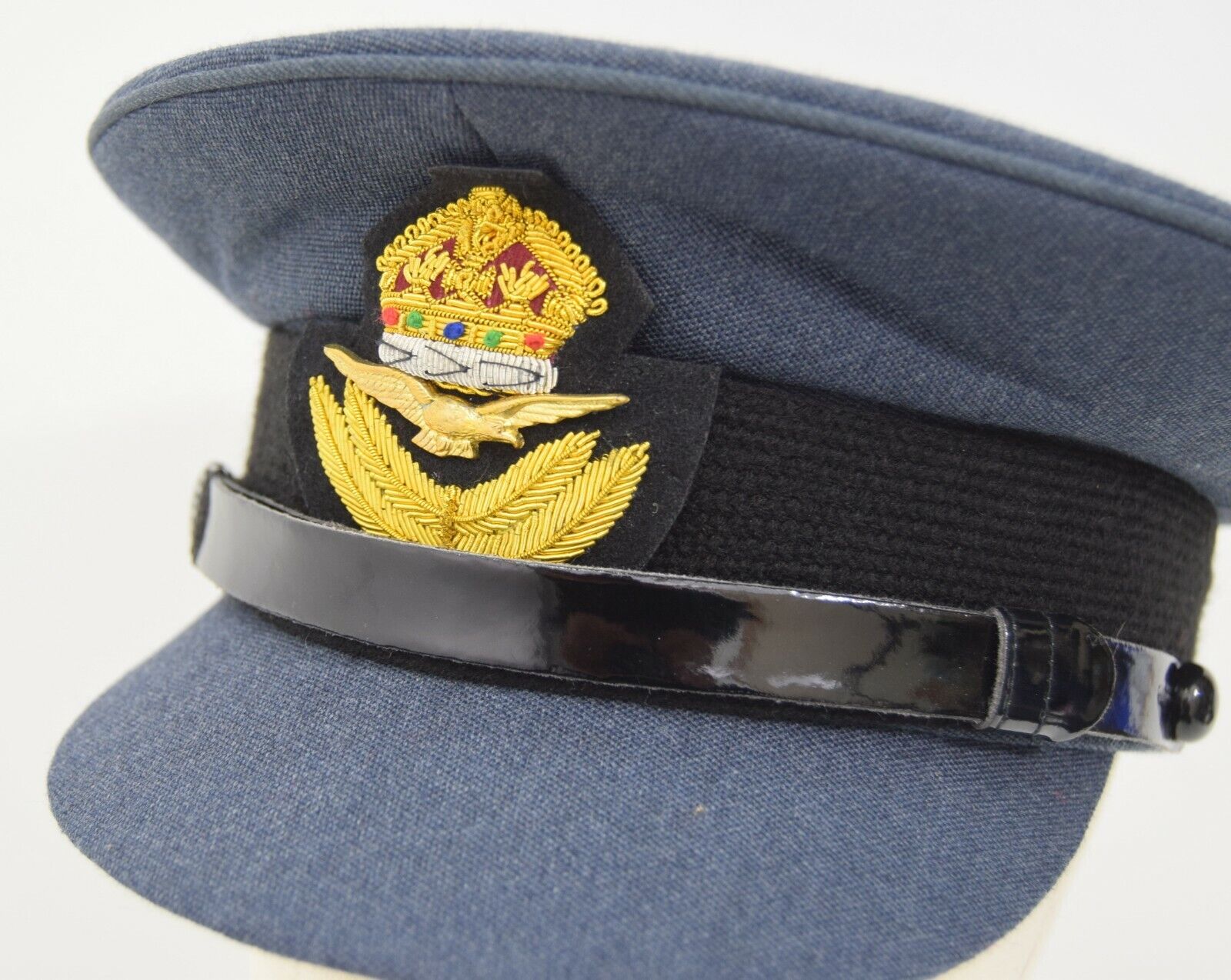 British Royal Air Force RAF Officers Peak Cap With Badge Kings Crown WW2 Repro