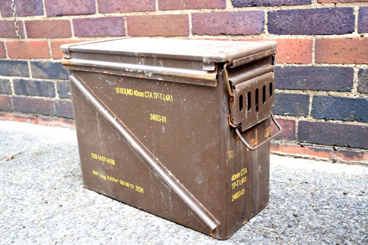 British Storage Box Used British Army Metal Storage Box 30MM Ammo Case Tin Large Tool Box ...