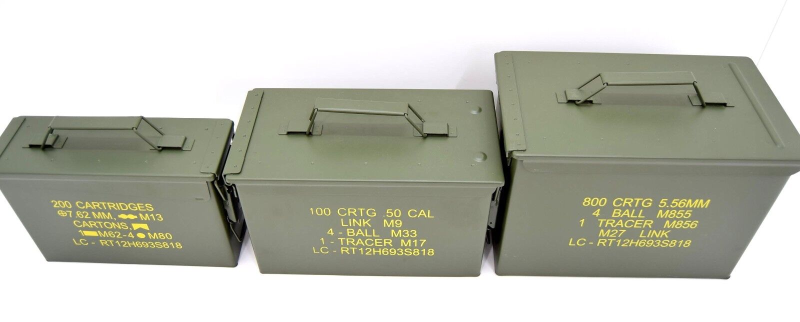 NATO 50Cal Ammo Box Army Storage Ammunition Surplus Issue Tin Tool Metal 3 Sizes