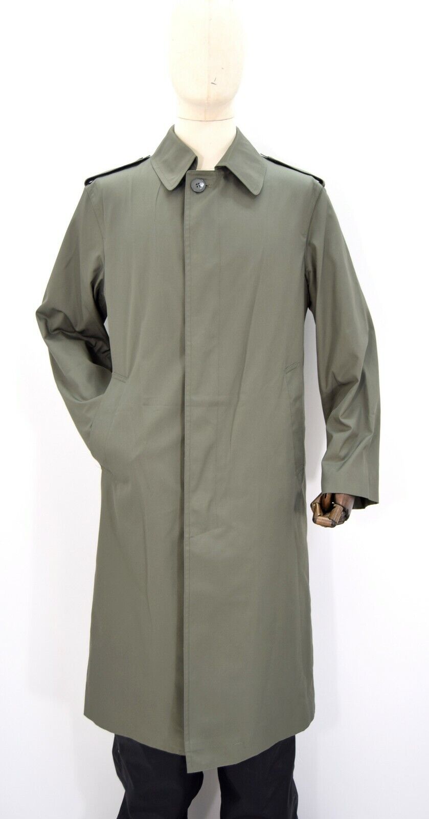 French Army Waterproof Trench Coat / Jacket Grey Olive Long Full Length Raincoat